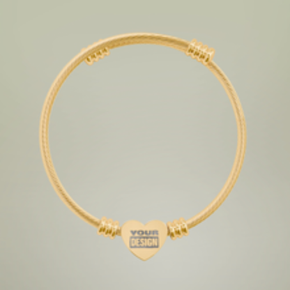 Engravable Heart Cuff Bracelet — Personalized 'MOM' Charm (Silver or Gold)