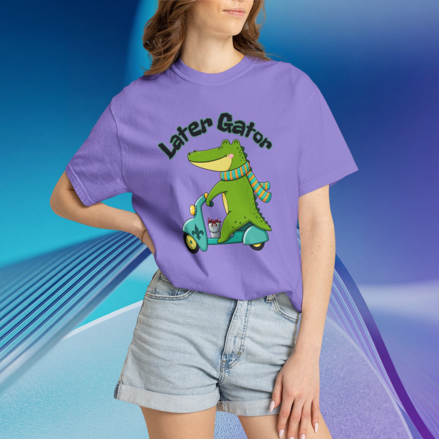 Later Gator After While Gator T-Shirt Cute Cartoon Alligator Scooter Tee Gift