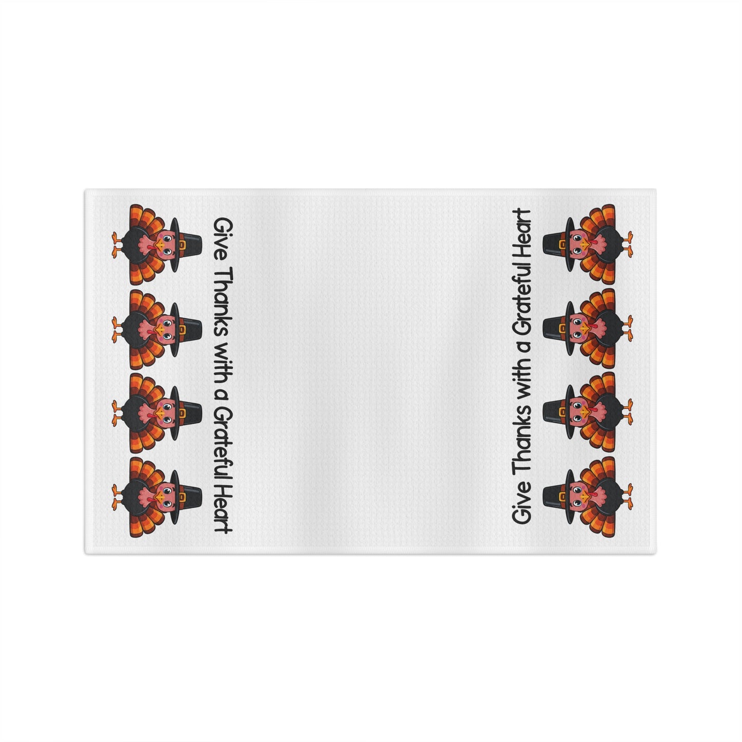 Thankful Turkeys Microfiber Tea Towel — "Give Thanks with a Grateful Heart" Thanksgiving Kitchen Towel