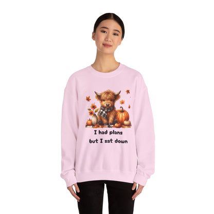 Sweatshirt Autumn Wear Funny Crewneck Pullover Fall Fashion Farm Style Cozy  Casual Outfit Highland Cow Design Print Comfort Wear Cotton Blend