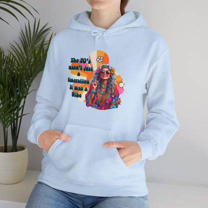 Retro Hippie Hoodie – "The 70's wasn't your generation it was mine" Colorful Boho Graphic