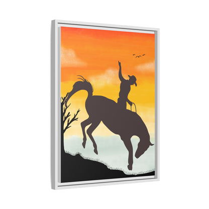 Framed Cowboy Sunset Canvas Art Equestrian Decor Farmhouse Wall Art Rustic Home Decoration Gift for Horse Lovers Rodeo Decor Housewarming Gift