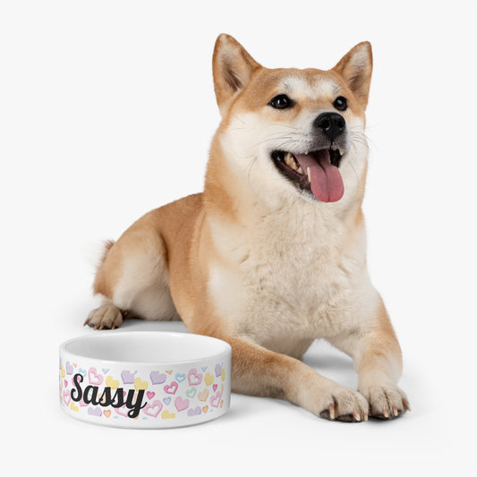 Custom Pet Feeding Bowl Personalized Pet Gift With Name Customized Bowl Dishwasher Safe Microwave Friendly Pet Dish Heart Design Custom Text