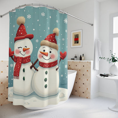 Festive Snowman Shower Curtain, Winter Decor, Holiday Bathroom Accent, Christmas Gift, Snowman Lovers Decor