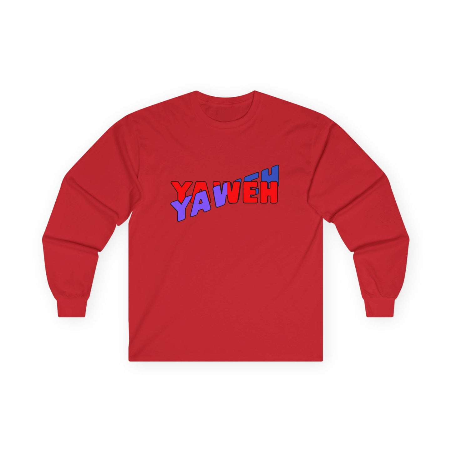 T-Shirt Long Sleeve Tee with 'YAWEH' Design Comfortable Casual Wear Gift for Friends or anyone Unique Shirt for Everyday Christian Style