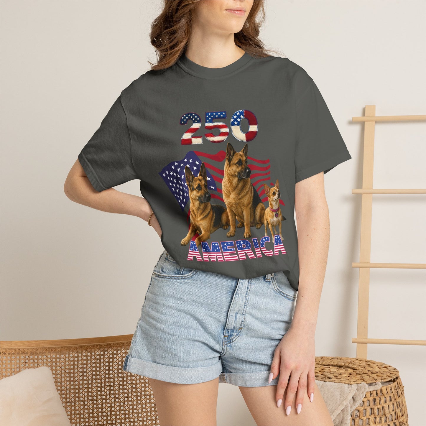 250 America German Shepherds Patriotic T-Shirt