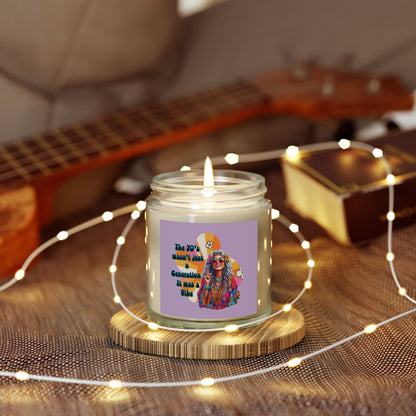 Scented Candle – Coconut Apricot Wax, 'The 70s Wasn't Just a Generation, It Was a Vibe' Retro Hippie Jar (4oz/9oz)