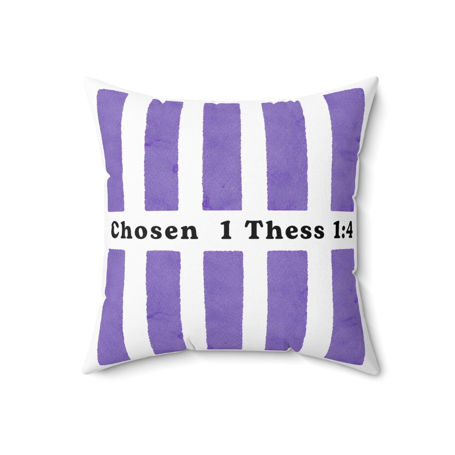 Chosen 1 Thess 1:4 Decorative Throw Pillow — Purple Striped Faith Accent