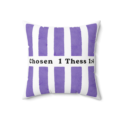 Chosen 1 Thess 1:4 Decorative Throw Pillow — Purple Striped Faith Accent