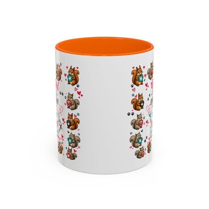 Accent Coffee Mug — "A Girl Can't Survive on Coffee Alone" Cute Squirrel Faith Mug