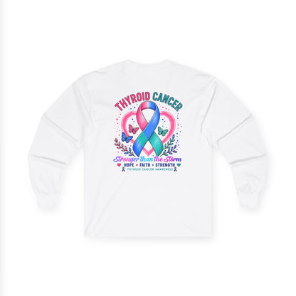 Thyroid Cancer Awareness Long Sleeve Tee – 'Stronger Than the Storm' Support Shirt