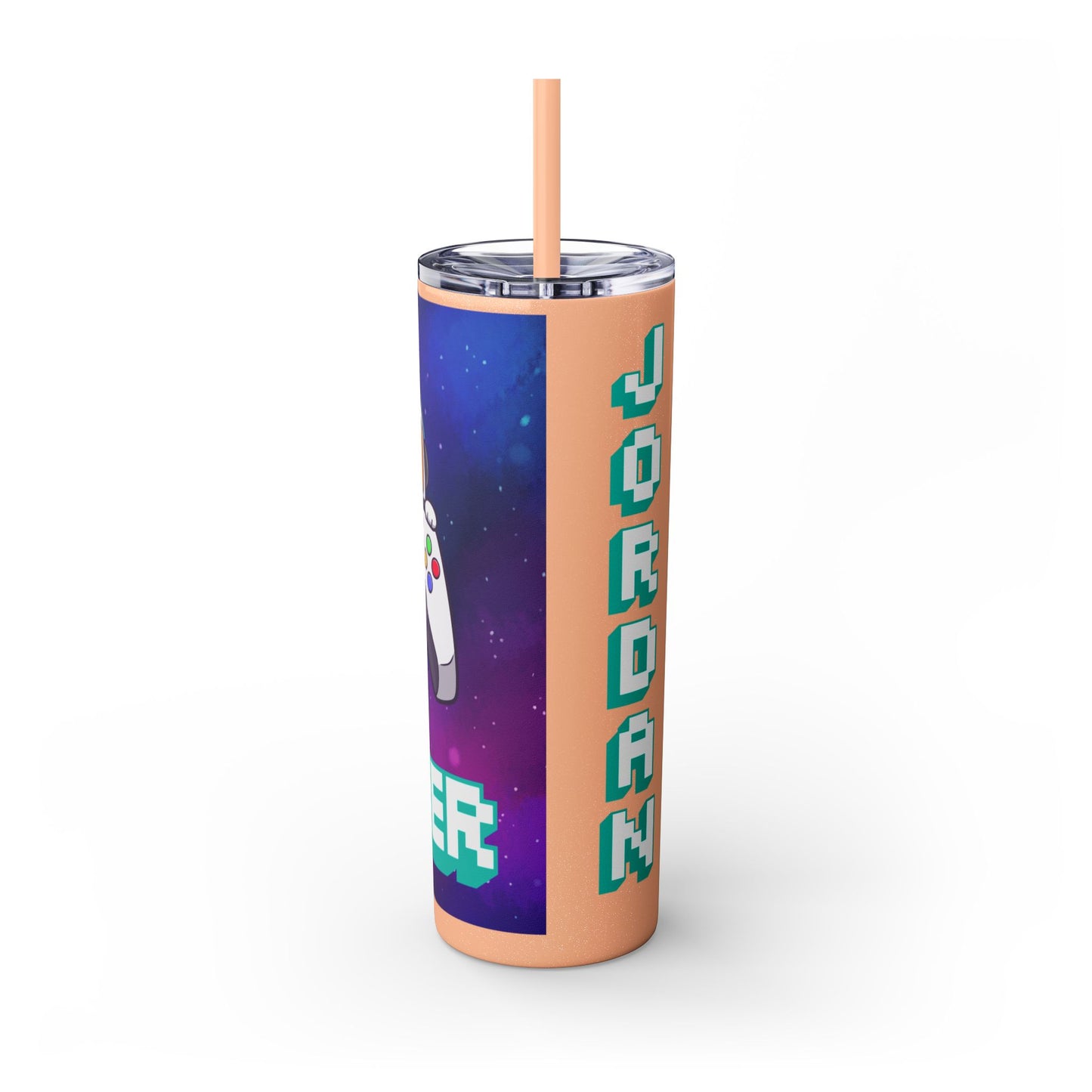 Tumbler Travel Cup Personalized Gamer Skinny Tumbler with Straw - 20oz - Cool Space Design