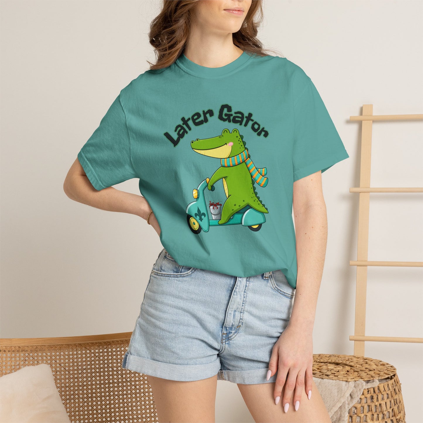 Later Gator After While Gator T-Shirt Cute Cartoon Alligator Scooter Tee Gift