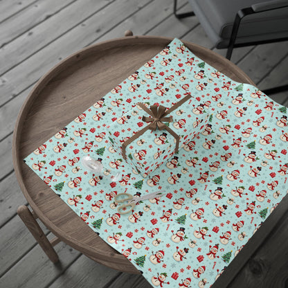 Festive Christmas Wrapping Paper, Holiday Gift Wrap, Snowman and Santa Print, Perfect for Christmas, Birthdays, and New Year Celebrations
