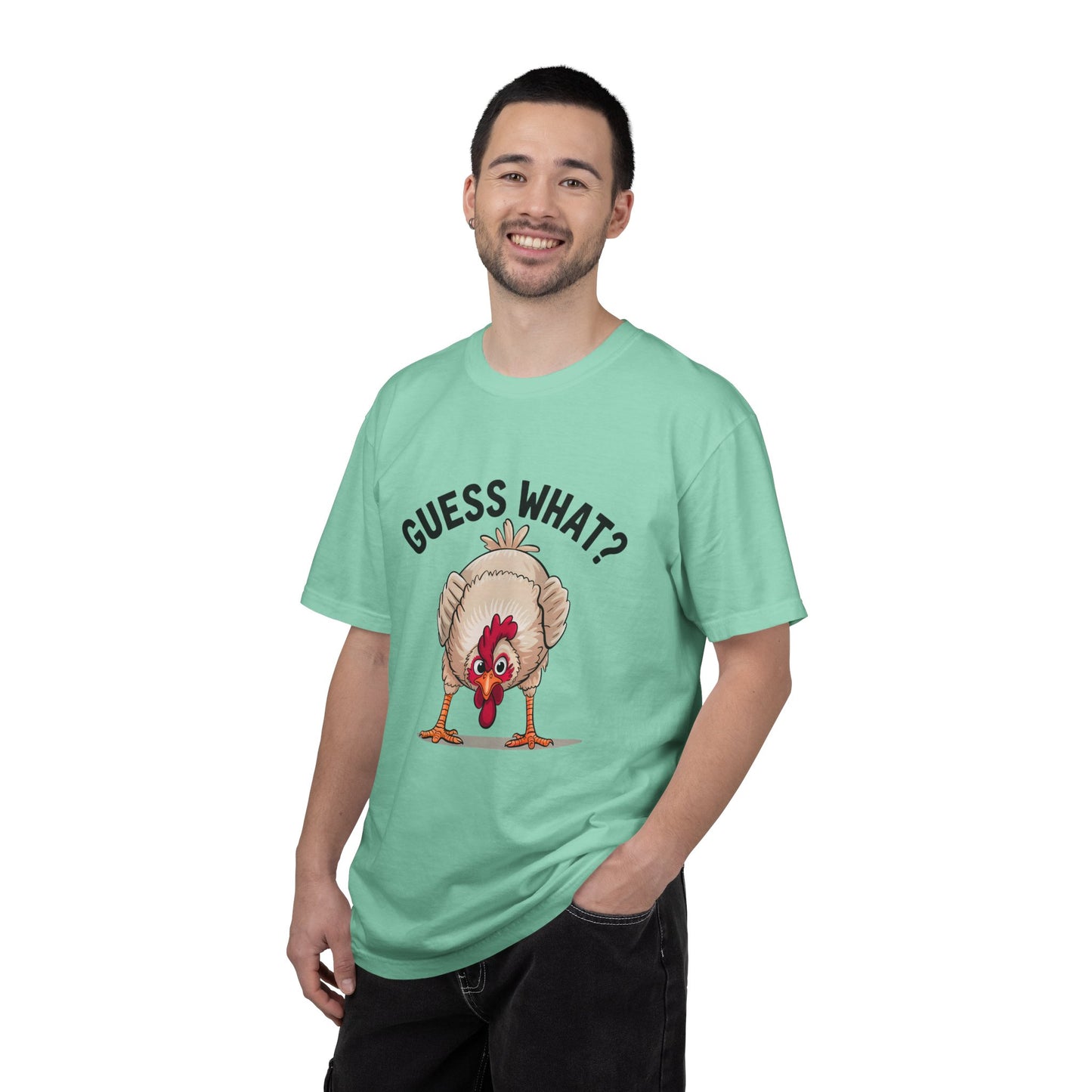 Chicken Butt T-Shirt "Guess What? Chicken Butt!" Funny Novelty Tee Conversation Starter Humorous Statement