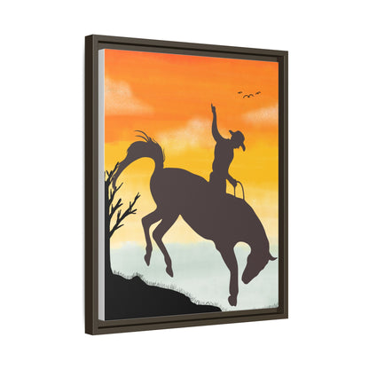 Framed Cowboy Sunset Canvas Art Equestrian Decor Farmhouse Wall Art Rustic Home Decoration Gift for Horse Lovers Rodeo Decor Housewarming Gift
