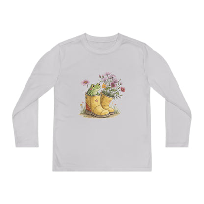 Youth Long Sleeve Tee — Froggy Garden Boots Illustration