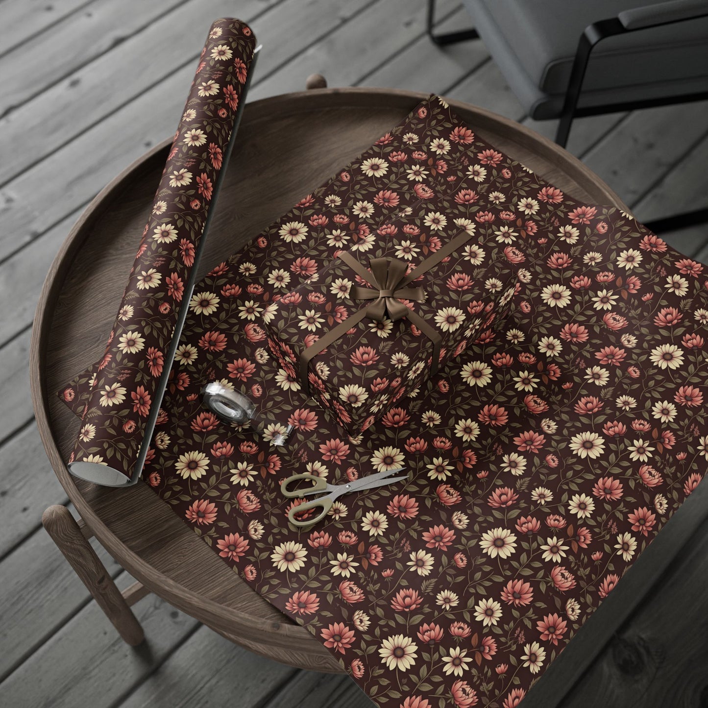 Floral Gift Wrap Paper Rustic Wrapping Paper for Birthdays Holidays & Special Occasions Eco Friendly Gift Packaging Floral Design