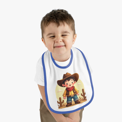 Cowboy Baby Bib with Contrast Trim, Cute Toddler Bib, Western-Themed Baby Gift, Infant Feeding Bib, Baby Shower Gift