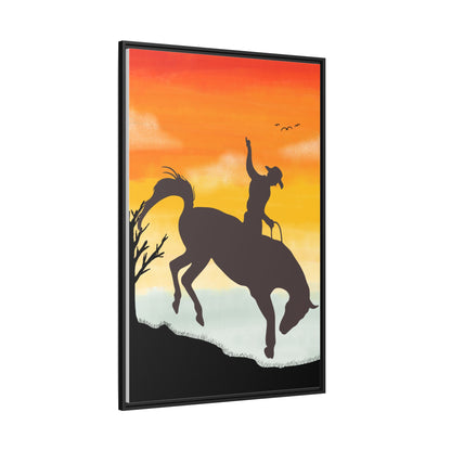 Framed Cowboy Sunset Canvas Art Equestrian Decor Farmhouse Wall Art Rustic Home Decoration Gift for Horse Lovers Rodeo Decor Housewarming Gift