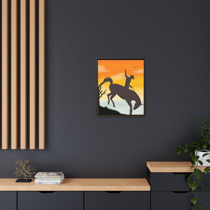 Framed Cowboy Sunset Canvas Art Equestrian Decor Farmhouse Wall Art Rustic Home Decoration Gift for Horse Lovers Rodeo Decor Housewarming Gift