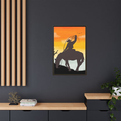 Framed Cowboy Rodeo Art Print Canvas Wall Decor Western Home Decor Rustic Cowboy Gift Equestrian Wall Art Country Themed Art Housewarming Gift