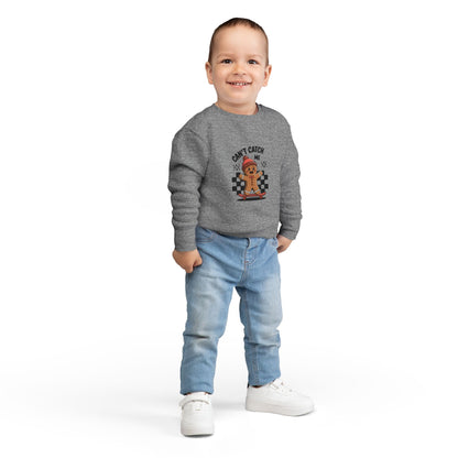 T-Shirt Playful Toddler Sweatshirt with 'Can’t Catch Me' Design Cute Kids Outfit Fun Holiday Gift Cozy Fall Wear Cheeky Gingerbread Sweater