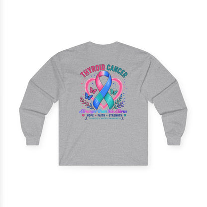 Thyroid Cancer Awareness Long Sleeve Tee – 'Stronger Than the Storm' Support Shirt