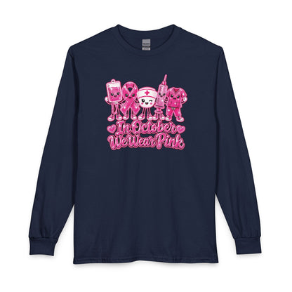 Breast Cancer Awareness Long Sleeve Shirt - "In October We Wear Pink"