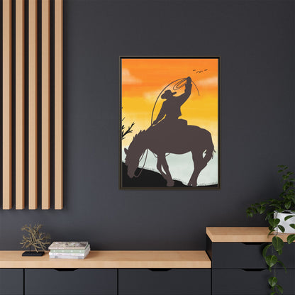 Framed Cowboy Rodeo Art Print Canvas Wall Decor Western Home Decor Rustic Cowboy Gift Equestrian Wall Art Country Themed Art Housewarming Gift