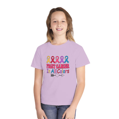 Youth Tee — "Fight Cancer In All Colors" Ribbon Awareness Shirt