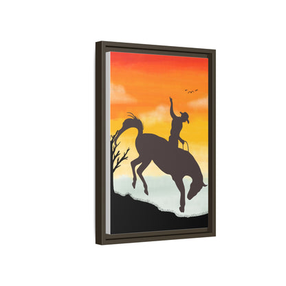Framed Cowboy Sunset Canvas Art Equestrian Decor Farmhouse Wall Art Rustic Home Decoration Gift for Horse Lovers Rodeo Decor Housewarming Gift