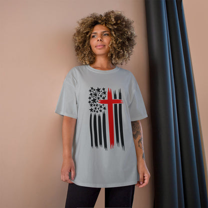 T-Shirt Christian Freedom Faith Shirt for Patriots Inspirational Tee for Veterans Christian Apparel for Independence Day USA Flag Shirt
