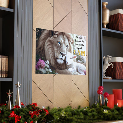 Lion and Lamb Matte Horizontal Poster — "He is the Lion and the Lamb" Christian Wall Art