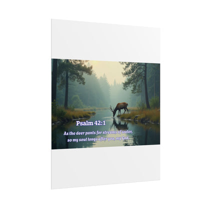 Christian Poster Bible Verse Psalm 42:1 Deer by Stream Inspirational Wall Art Religious Wall Art