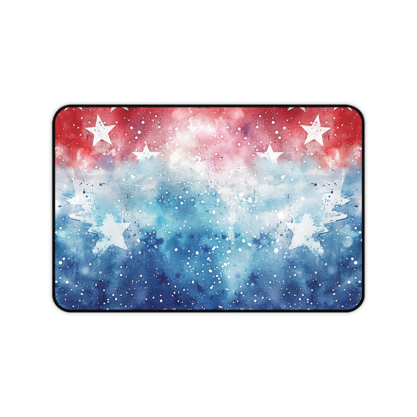 Patriotic Watercolor Stars Desk Mat – Red White Blue Mouse Pad