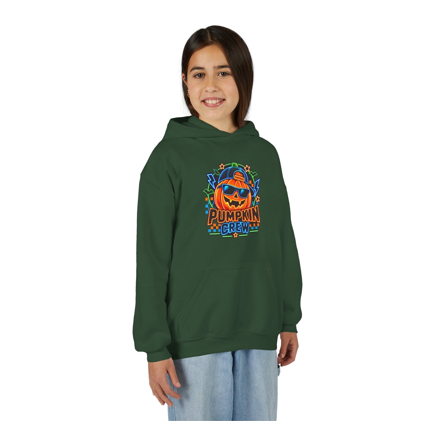 Youth Pumpkin Crew Hoodie — Cute Jack-O’-Lantern Halloween Sweatshirt
