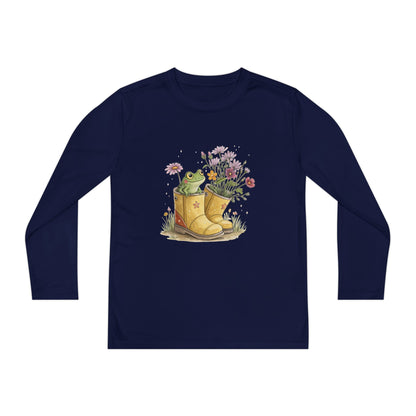 Youth Long Sleeve Tee — Froggy Garden Boots Illustration