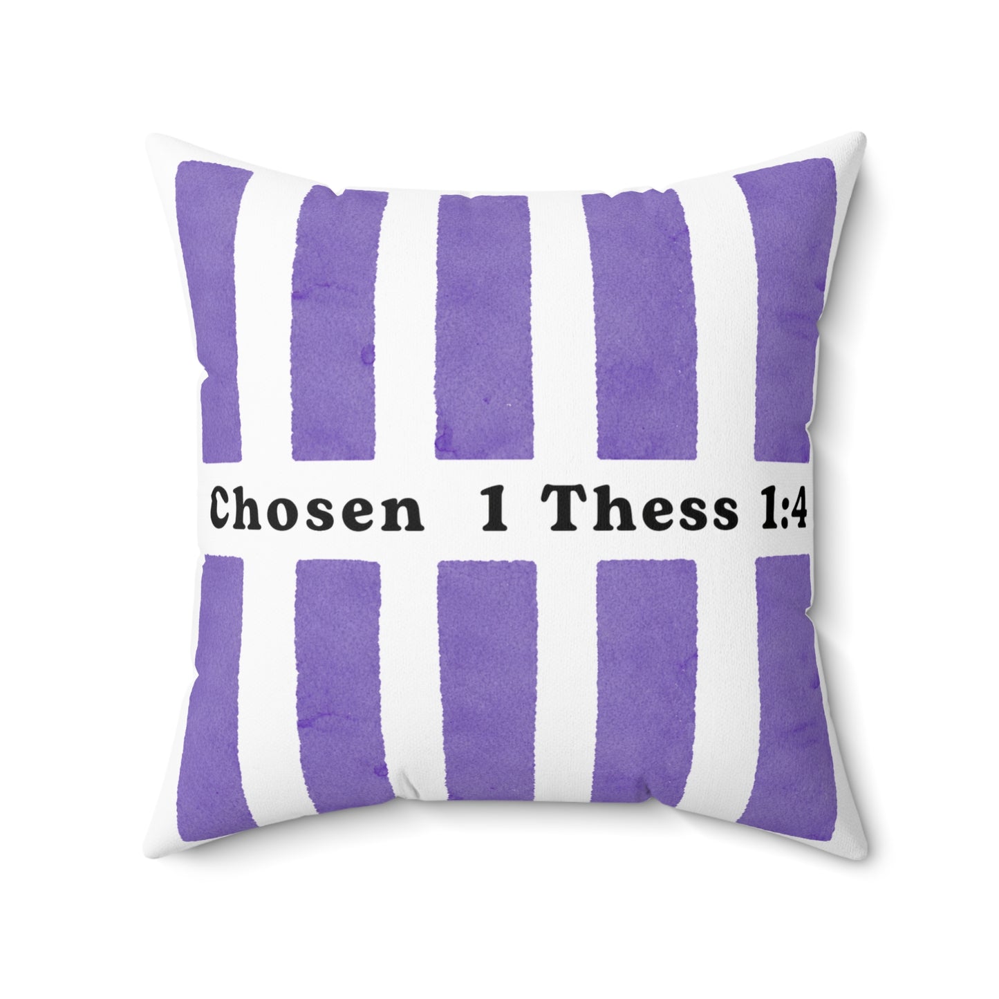 Chosen 1 Thess 1:4 Decorative Throw Pillow — Purple Striped Faith Accent