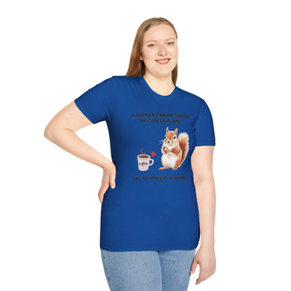 Coffee and Squirrel T-Shirt Cute Squirrel Illustration Coffee Lover Tee Fun Tee