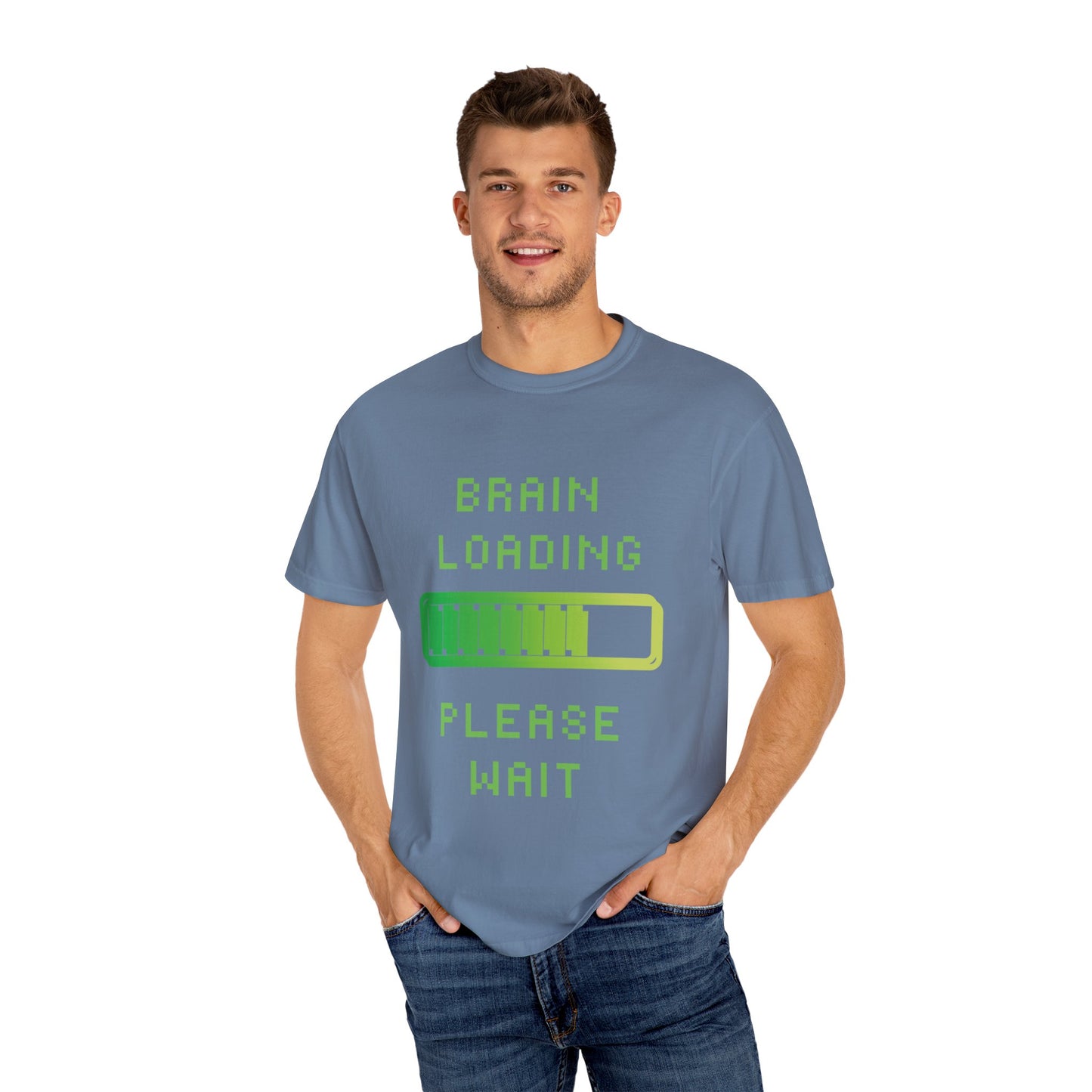 T-Shirt Loading Awareness T-Shirt - 8-bit Humor Gamer Gift Brain Loading Tee Unisex Graphic Shirt Quirky Humor Clothing