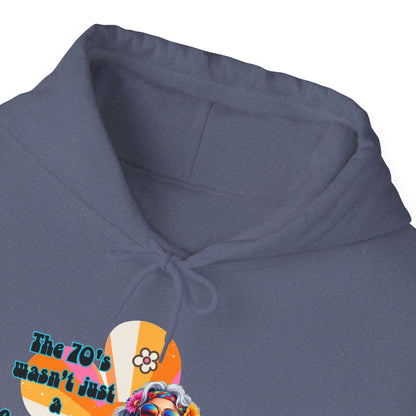 Retro Hippie Hoodie – "The 70's wasn't your generation it was mine" Colorful Boho Graphic