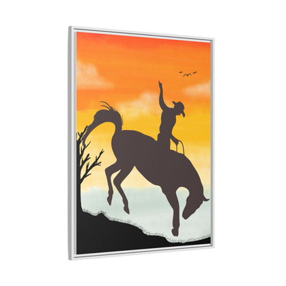 Framed Cowboy Sunset Canvas Art Equestrian Decor Farmhouse Wall Art Rustic Home Decoration Gift for Horse Lovers Rodeo Decor Housewarming Gift