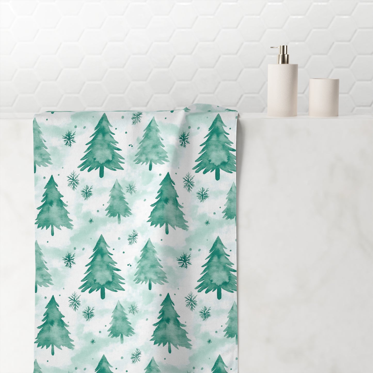 Towel Mink-Cotton Soft Holiday Christmas Tree Towel Winter Home Decor Cozy Gift Seasonal Bath Towel