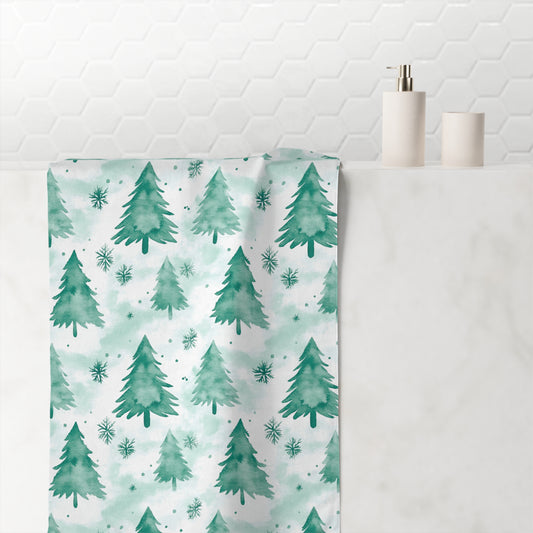 Towel Mink-Cotton Soft Holiday Christmas Tree Towel Winter Home Decor Cozy Gift Seasonal Bath Towel