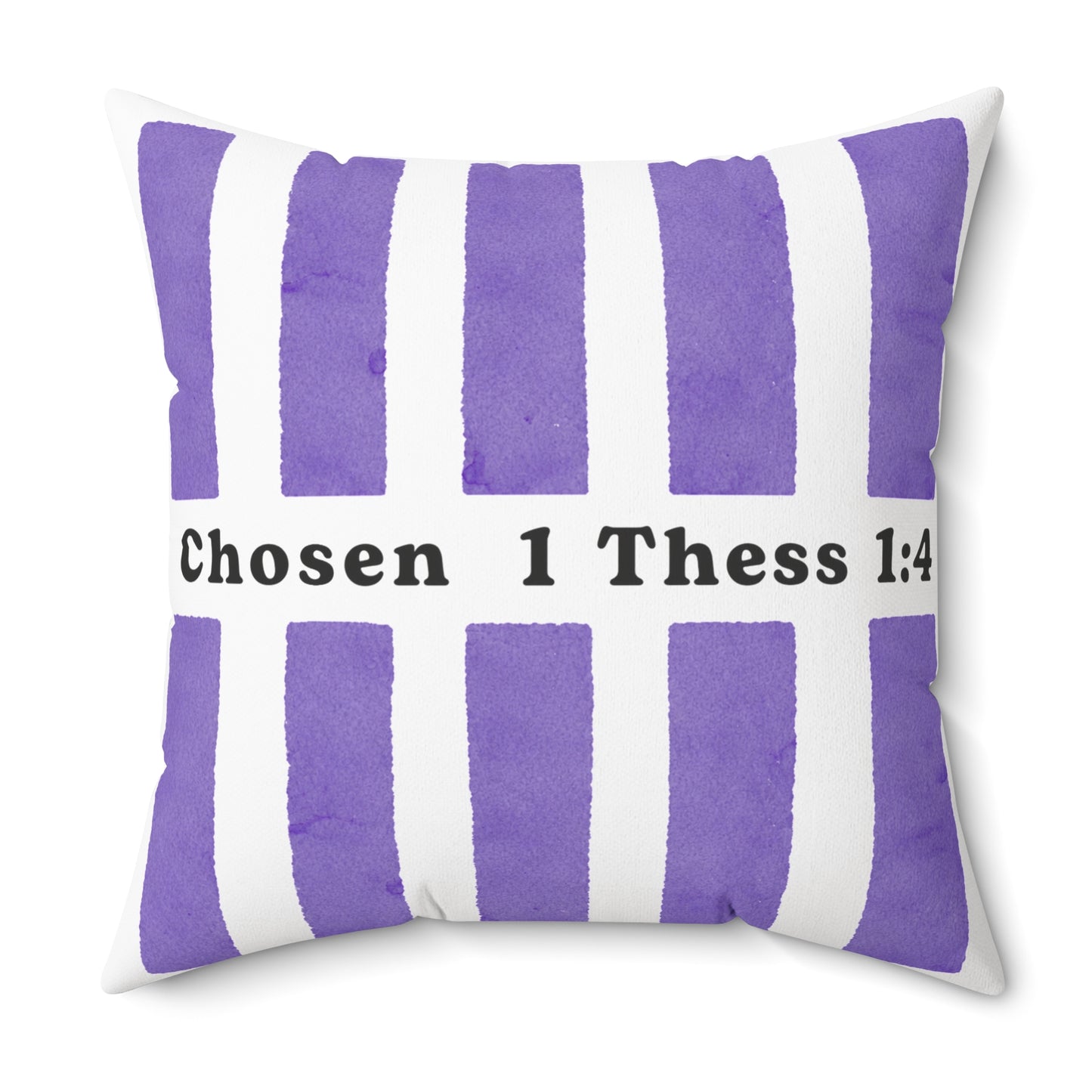 Chosen 1 Thess 1:4 Decorative Throw Pillow — Purple Striped Faith Accent