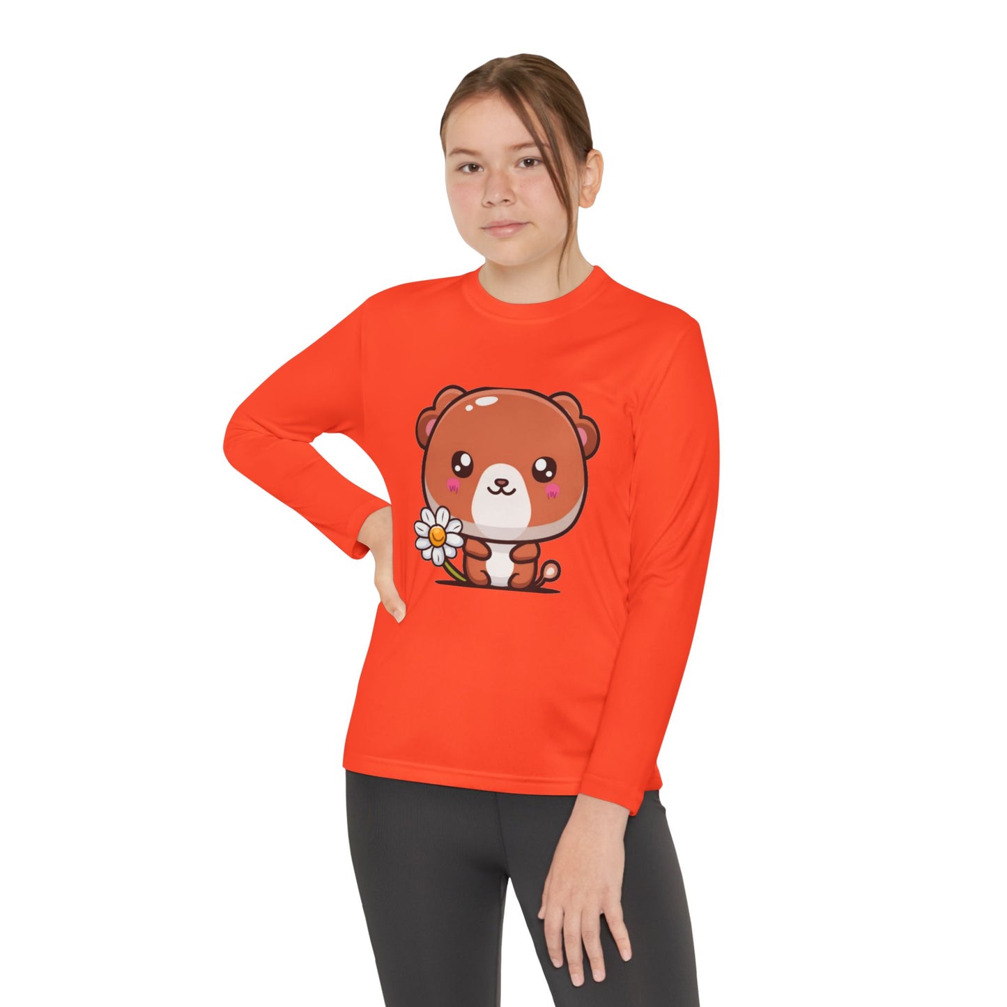 T-Shirt Cute Bear Youth Long Sleeve Competitor Tee Kids Bear Shirt Playful Tee for Boys and Girls Adorable Spring Apparel Gift