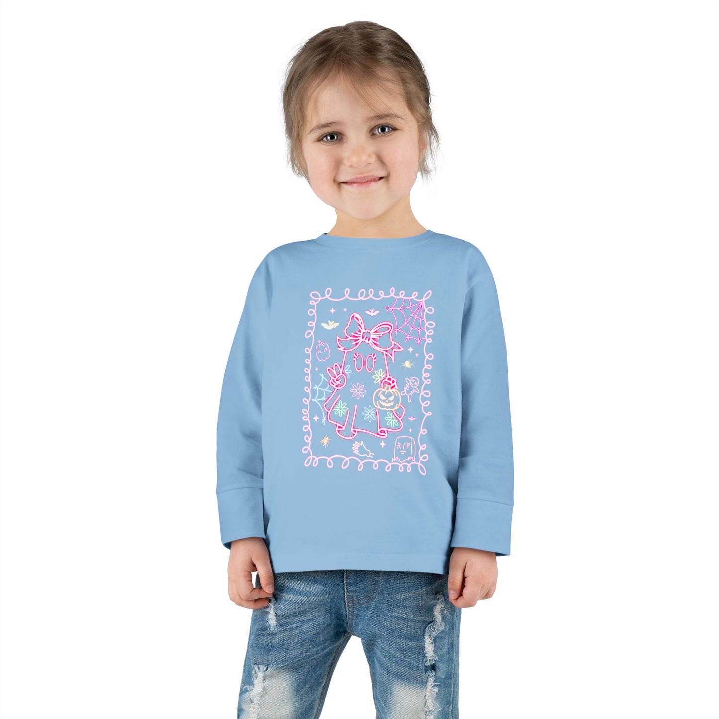 T-Shirt Cute Cat Toddler Long Sleeve Tee Adorable Gift Kids' Fashion Playdate Outfit Baby Shower Present Everyday Wear Halloween