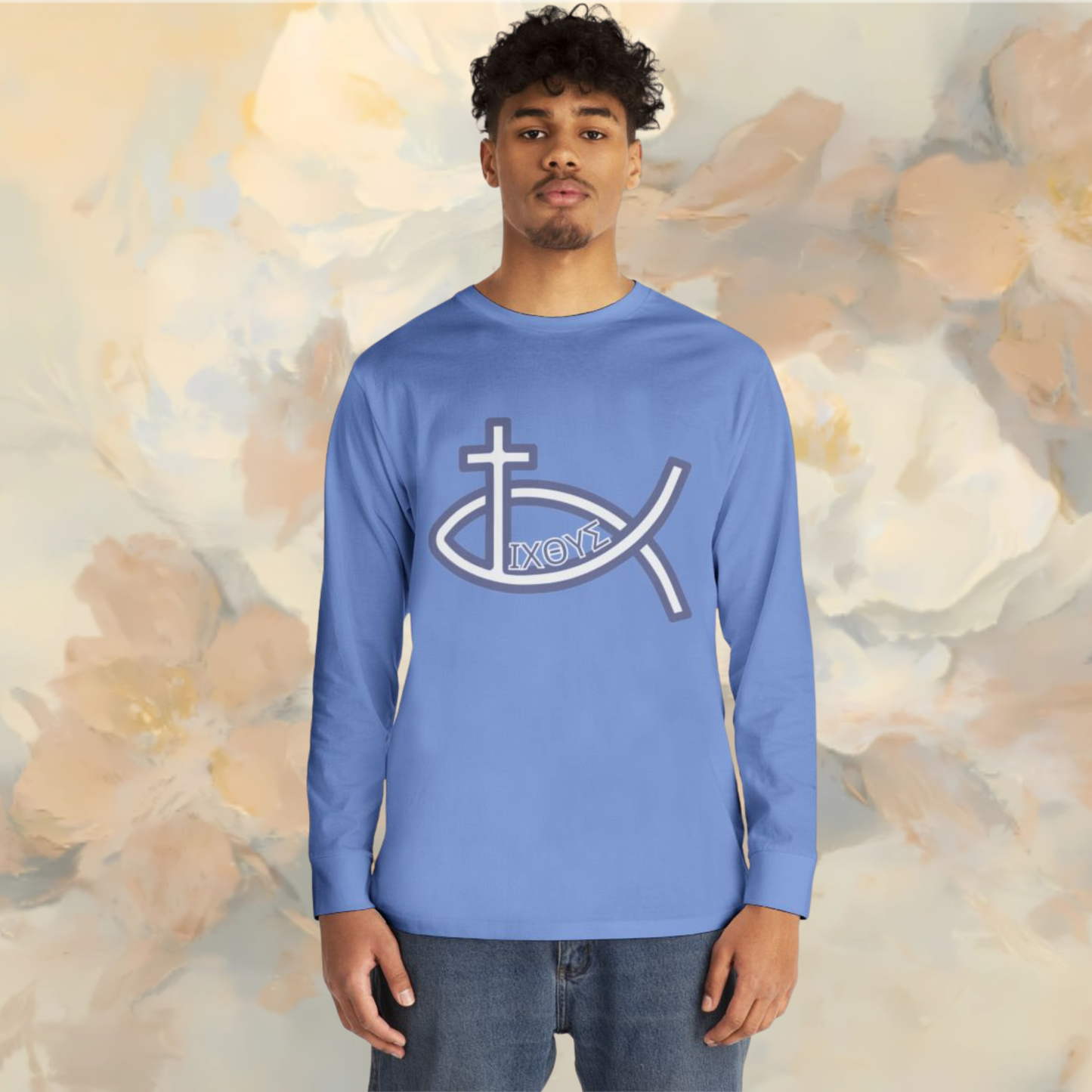 Faith-Inspired Long Sleeve Crewneck Tee - Perfect for Believers, Christian Gifts, Religious Apparel, Everyday Wear, Inspirational Clothing