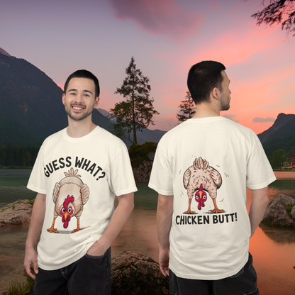 Chicken Butt T-Shirt "Guess What? Chicken Butt!" Funny Novelty Tee Conversation Starter Humorous Statement